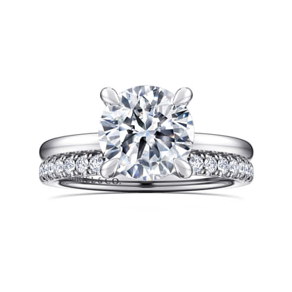 Cari - 14K White Gold Hidden Halo Round Diamond Engagement Ring