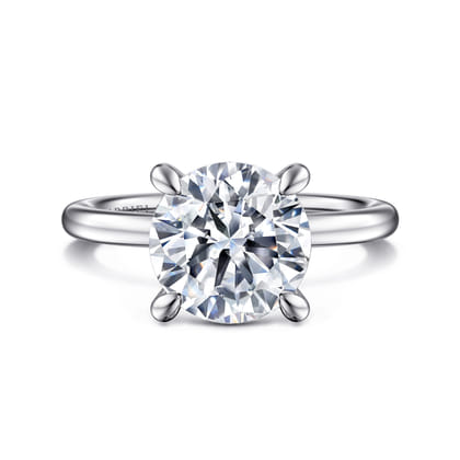 Cari - 14K White Gold Hidden Halo Round Diamond Engagement Ring