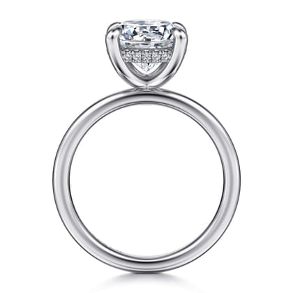 Cari - 14K White Gold Hidden Halo Round Diamond Engagement Ring