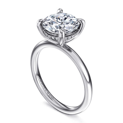 Cari - 14K White Gold Hidden Halo Round Diamond Engagement Ring