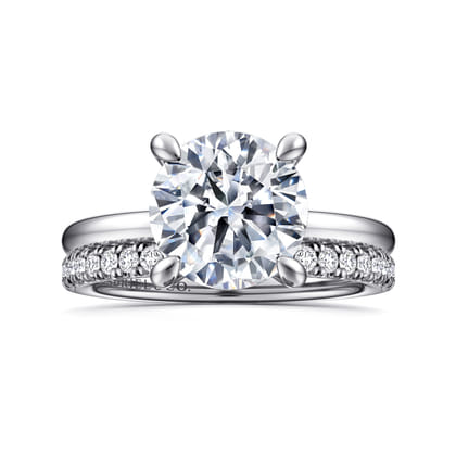 Cari - 14K White Gold Hidden Halo Round Diamond Engagement Ring