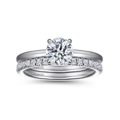 Cari - 14K White Gold Hidden Halo Round Diamond Engagement Ring