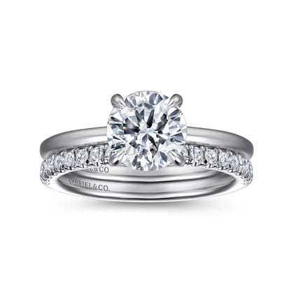 Cari - 14K White Gold Hidden Halo Round Diamond Engagement Ring