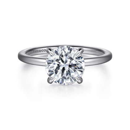 Cari - 14K White Gold Hidden Halo Round Diamond Engagement Ring