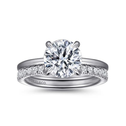 Cari - 14K White Gold Hidden Halo Round Diamond Engagement Ring