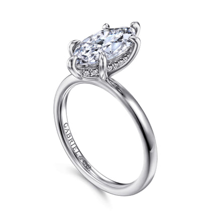 Cari - 14K White Gold Marquise Shape Diamond Engagement Ring