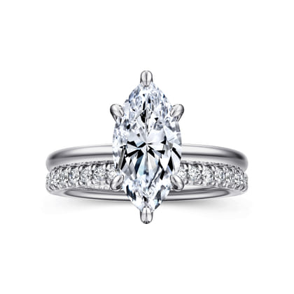 Cari - 14K White Gold Marquise Shape Diamond Engagement Ring