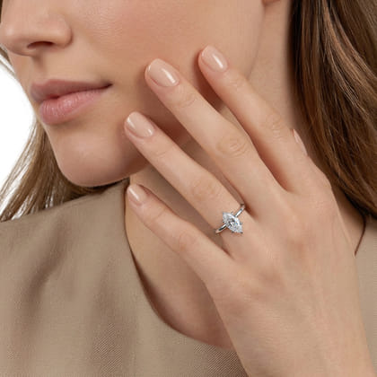 Cari - 14K White Gold Marquise Shape Diamond Engagement Ring