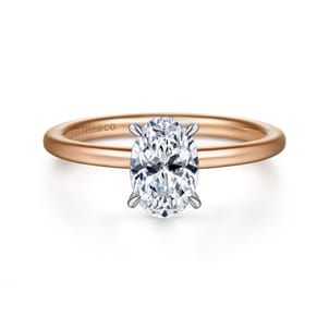 Cari - 14K White-Rose Gold Hidden Halo Oval Diamond Engagement Ring