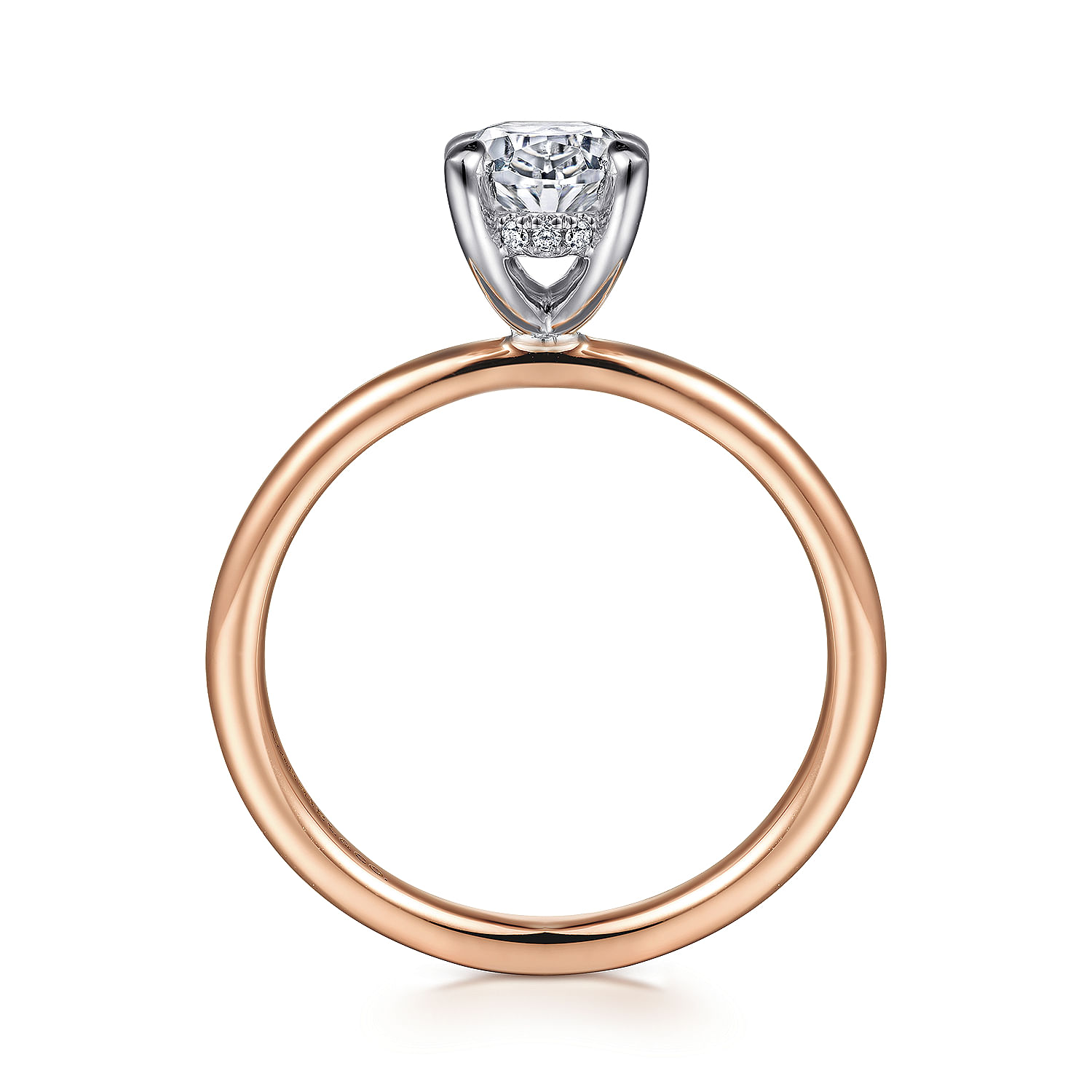 Cari - 14K White-Rose Gold Hidden Halo Oval Diamond Engagement Ring