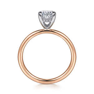 Cari - 14K White-Rose Gold Hidden Halo Oval Diamond Engagement Ring