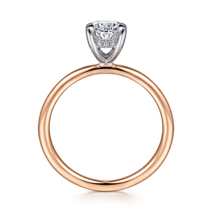 Cari - 14K White-Rose Gold Hidden Halo Oval Diamond Engagement Ring