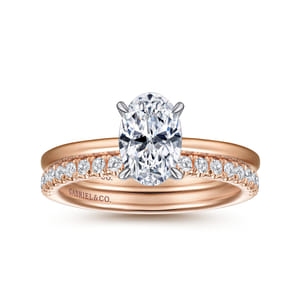 Cari - 14K White-Rose Gold Hidden Halo Oval Diamond Engagement Ring