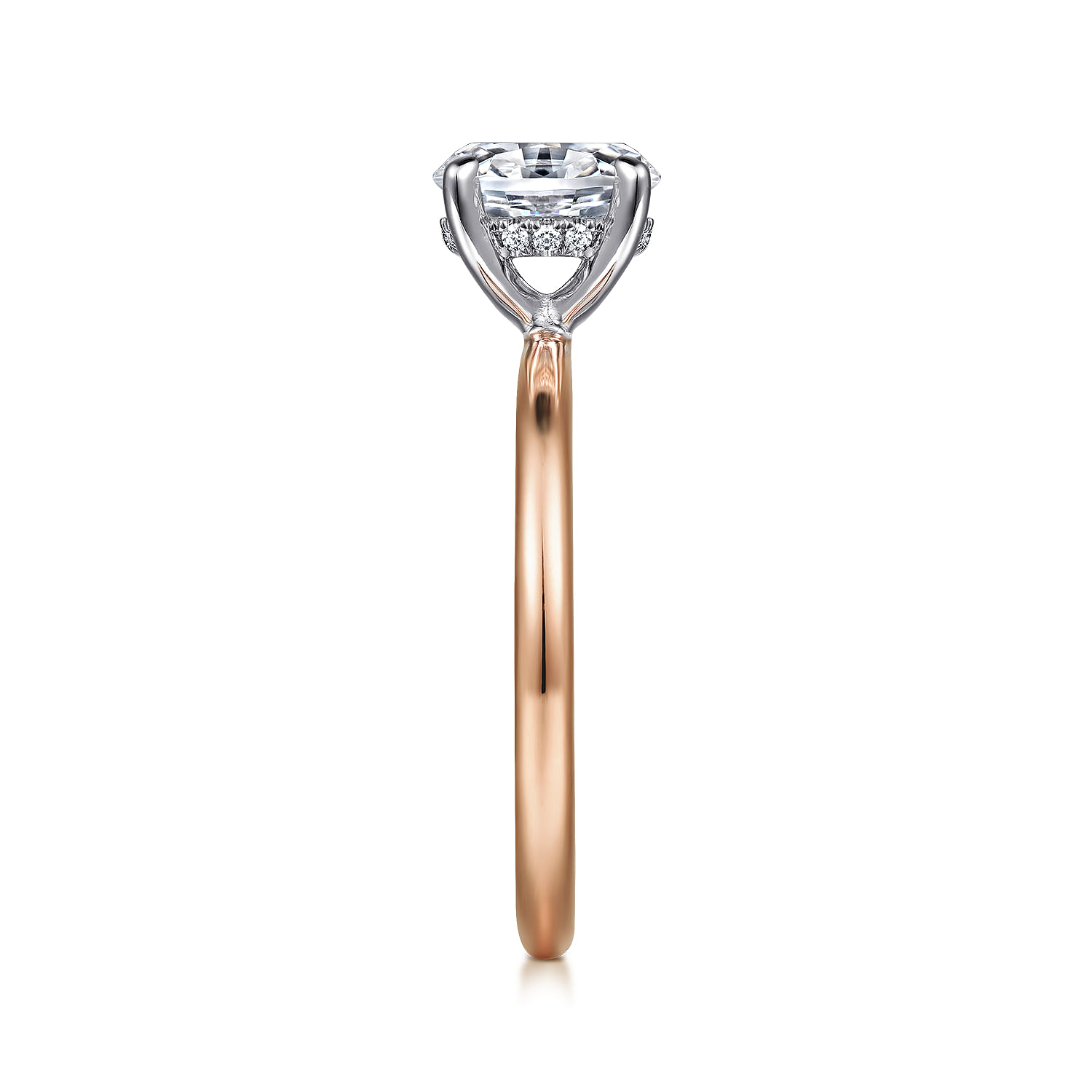 Cari - 14K White-Rose Gold Hidden Halo Oval Diamond Engagement Ring