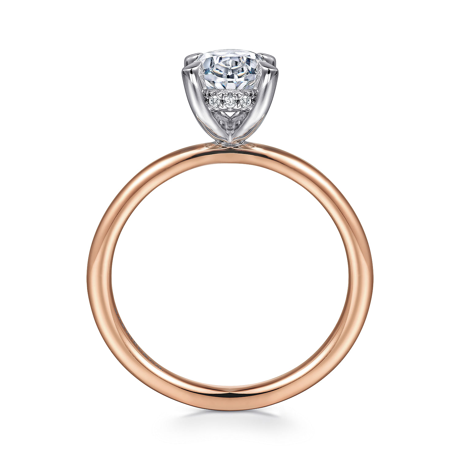 Cari - 14K White-Rose Gold Hidden Halo Oval Diamond Engagement Ring