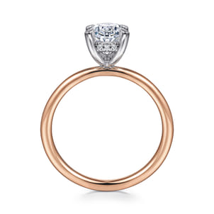 Cari - 14K White-Rose Gold Hidden Halo Oval Diamond Engagement Ring