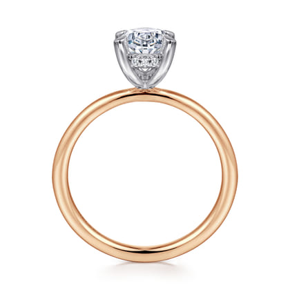 Cari - 14K White-Rose Gold Hidden Halo Oval Diamond Engagement Ring