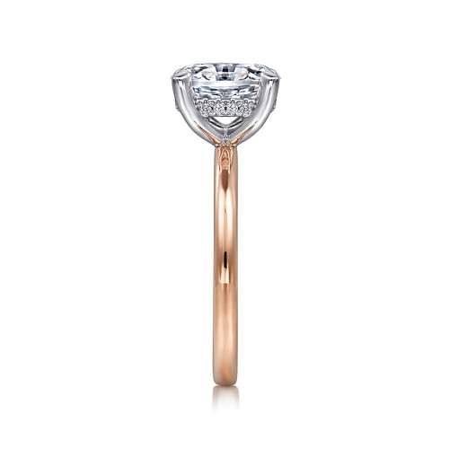 Cari - 14K White-Rose Gold Hidden Halo Oval Diamond Engagement Ring - 0.04 ct - Shot 4