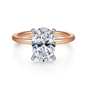 Cari - 14K White-Rose Gold Hidden Halo Oval Diamond Engagement Ring