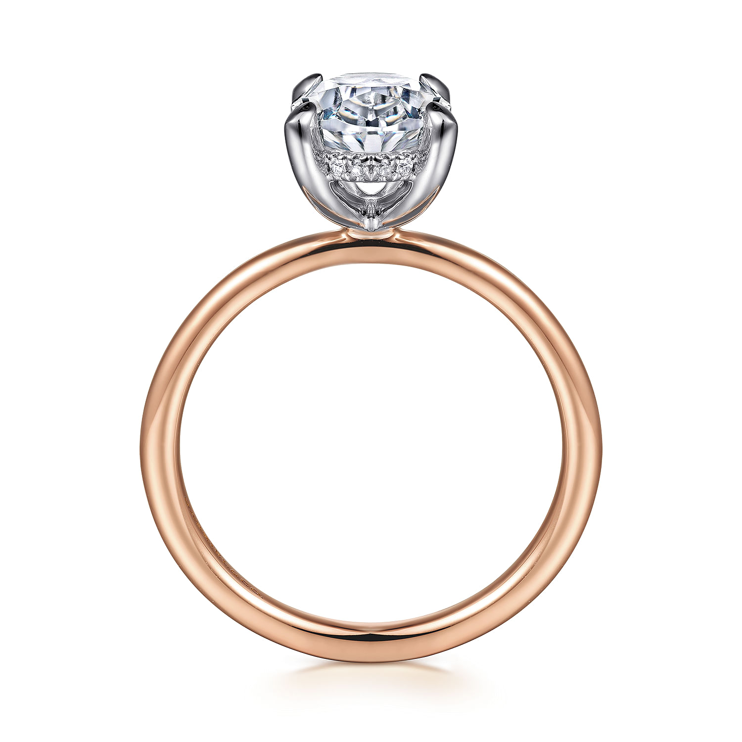 Cari - 14K White-Rose Gold Hidden Halo Oval Diamond Engagement Ring