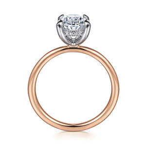 Cari - 14K White-Rose Gold Hidden Halo Oval Diamond Engagement Ring