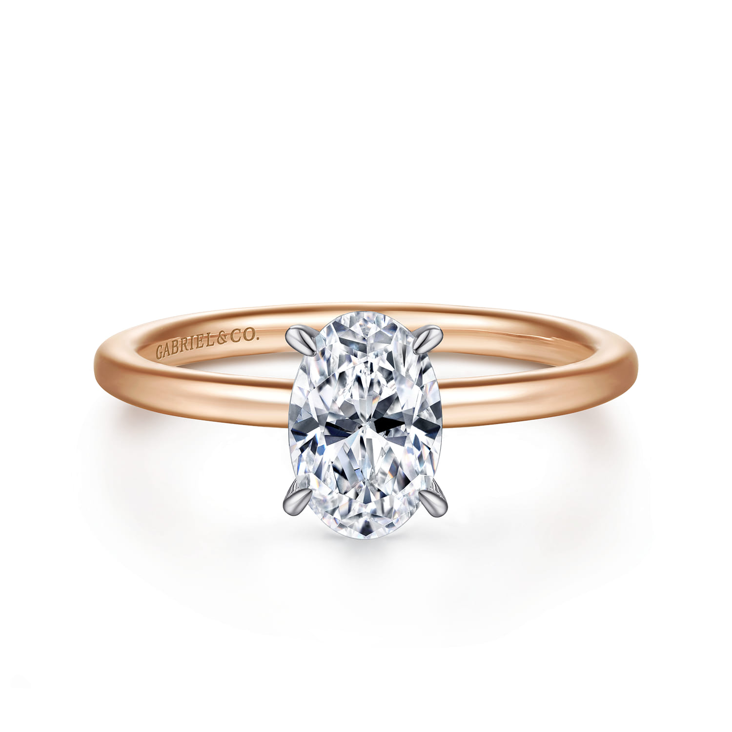 Cari - 14K White-Rose Gold Oval Diamond Engagement Ring