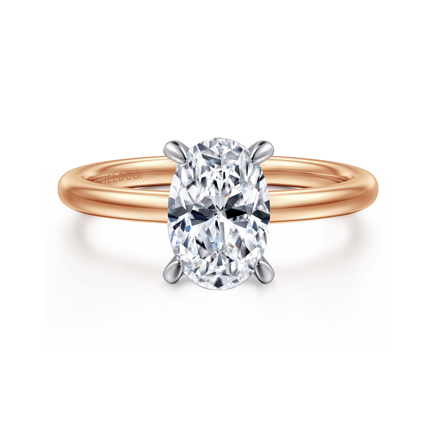 Cari - 14K White-Rose Gold Oval Diamond Engagement Ring