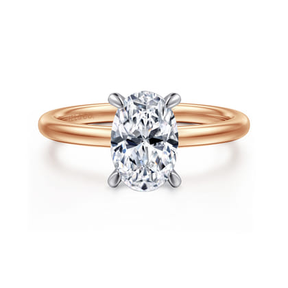 Cari - 14K White-Rose Gold Oval Diamond Engagement Ring