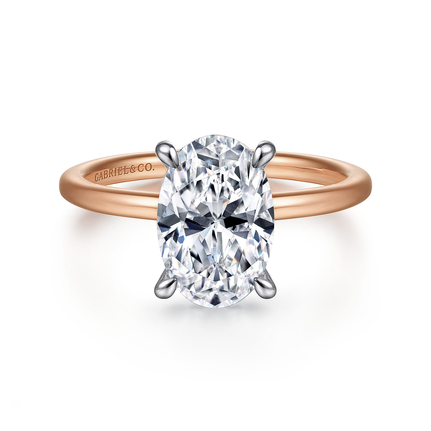 Cari - 14K White-Rose Gold Oval Diamond Engagement Ring
