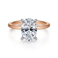Cari - 14K White-Rose Gold Oval Diamond Engagement Ring