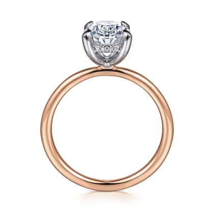 Cari - 14K White-Rose Gold Oval Diamond Engagement Ring