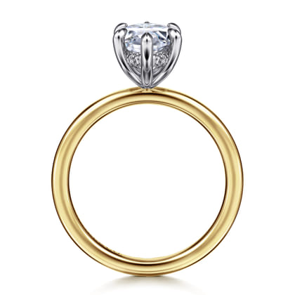 Cari - 14K White-Yellow Gold 6 Prong Hidden Halo Marquise Shape Diamond Engagement Ring