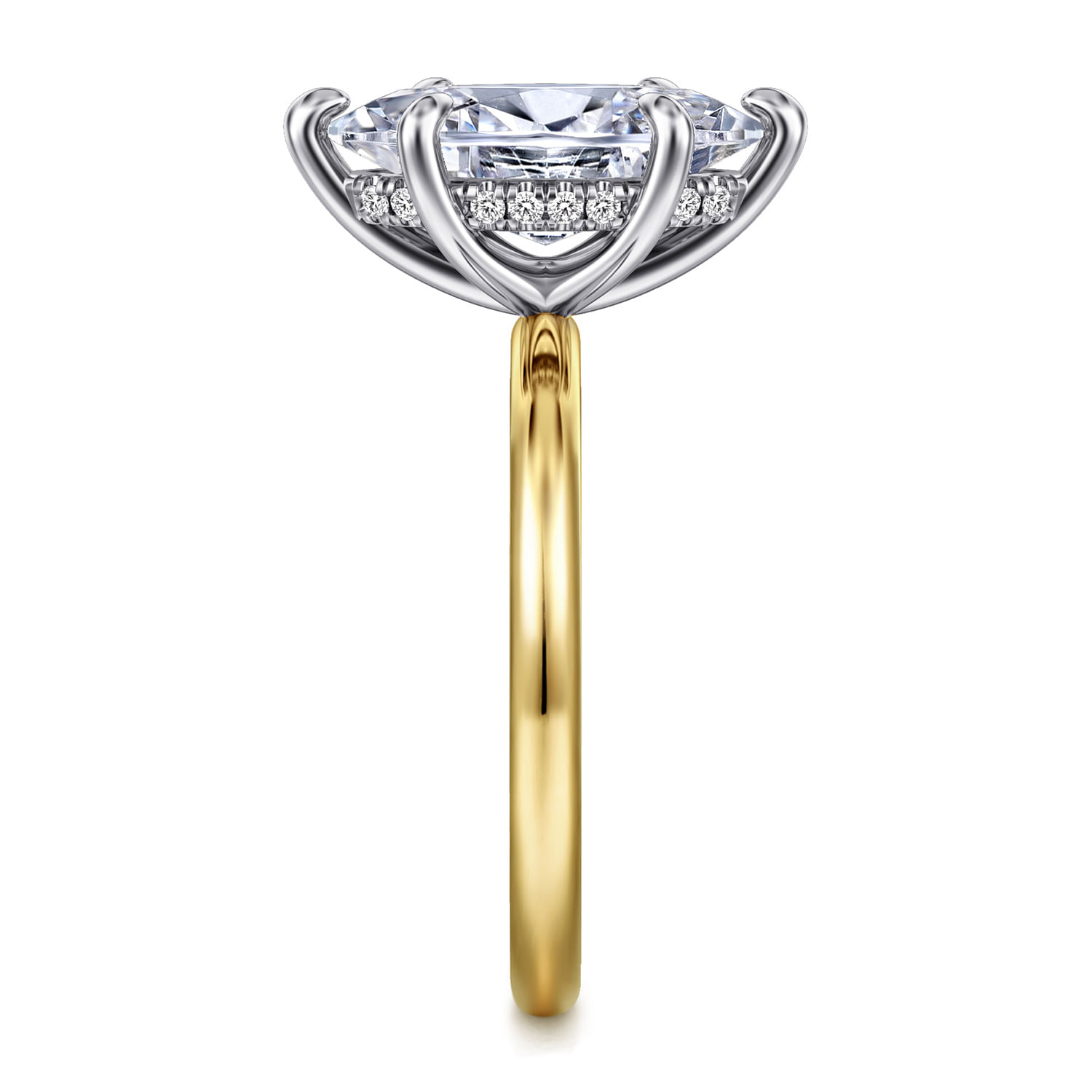Cari - 14K White-Yellow Gold 6 Prong Hidden Halo Marquise Shape Diamond Engagement Ring