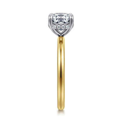 Cari - 14K White-Yellow Gold Cushion Diamond Engagement Ring
