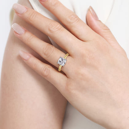 Cari - 14K White-Yellow Gold Cushion Diamond Engagement Ring