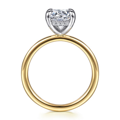 Cari - 14K White-Yellow Gold Elongated Cushion Diamond Engagement Ring