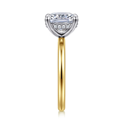 Cari - 14K White-Yellow Gold Elongated Cushion Diamond Engagement Ring