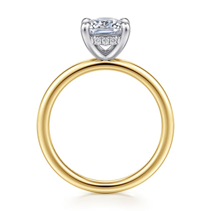 Cari - 14K White-Yellow Gold Elongated Cushion Diamond Engagement Ring