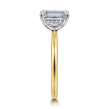 Cari - 14K White-Yellow Gold Emerald Cut Diamond Engagement Ring