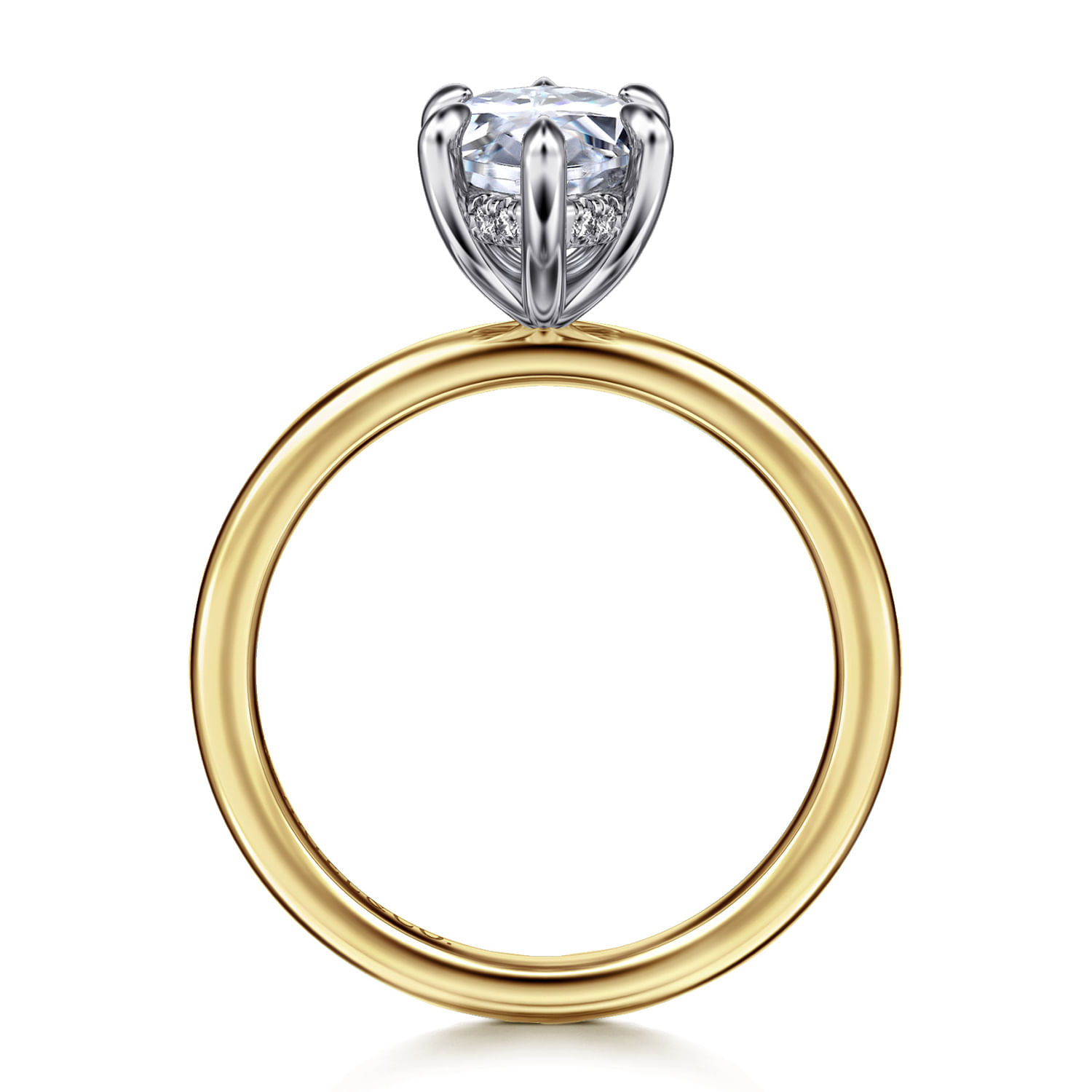 Cari - 14K White-Yellow Gold Hidden Halo Marquise Shape Diamond Engagement Ring