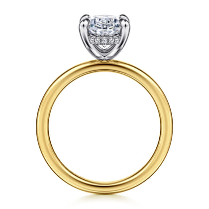 Cari - 14K White-Yellow Gold Hidden Halo Oval Diamond Engagement Ring
