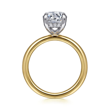Cari - 14K White-Yellow Gold Hidden Halo Oval Diamond Engagement Ring