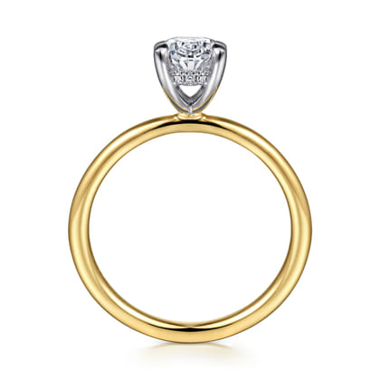 Cari - 14K White-Yellow Gold Hidden Halo Oval Diamond Engagement Ring