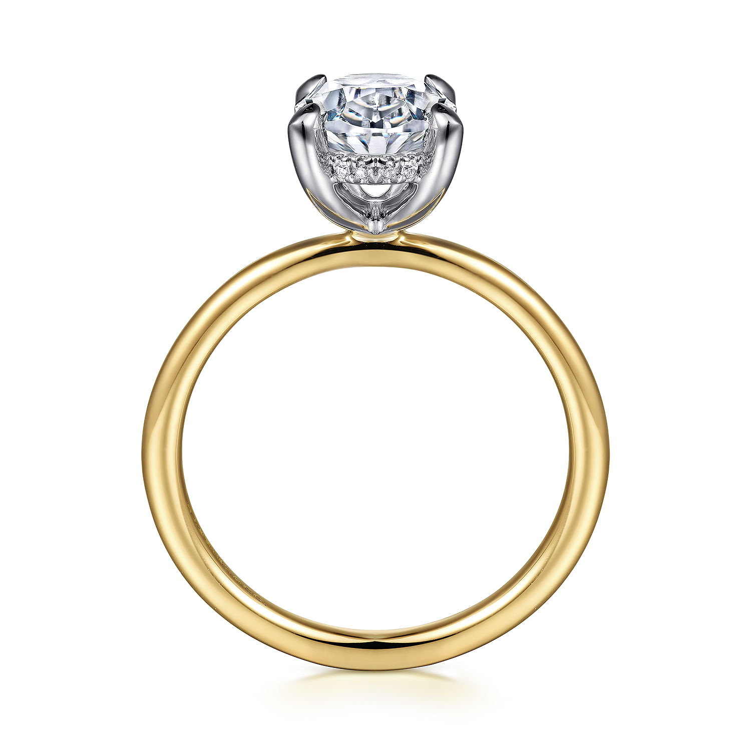 Cari - 14K White-Yellow Gold Hidden Halo Oval Diamond Engagement Ring