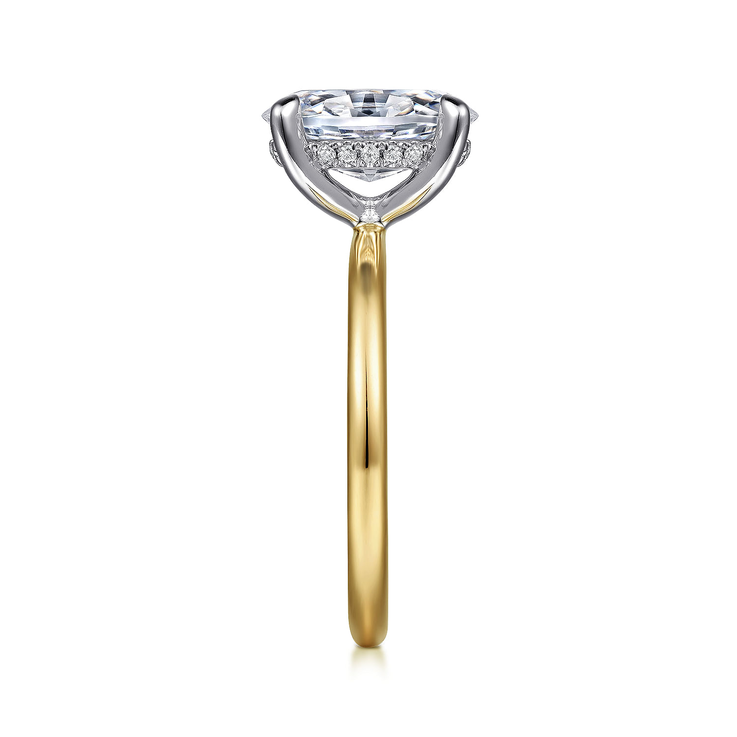 Cari - 14K White-Yellow Gold Hidden Halo Oval Diamond Engagement Ring