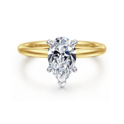 Cari - 14K White-Yellow Gold Hidden Halo Pear Shape Diamond Engagement Ring