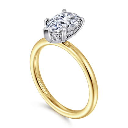 Cari - 14K White-Yellow Gold Hidden Halo Pear Shape Diamond Engagement Ring