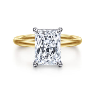 Cari - 14K White-Yellow Gold Hidden Halo Radiant Cut Diamond Engagement Ring