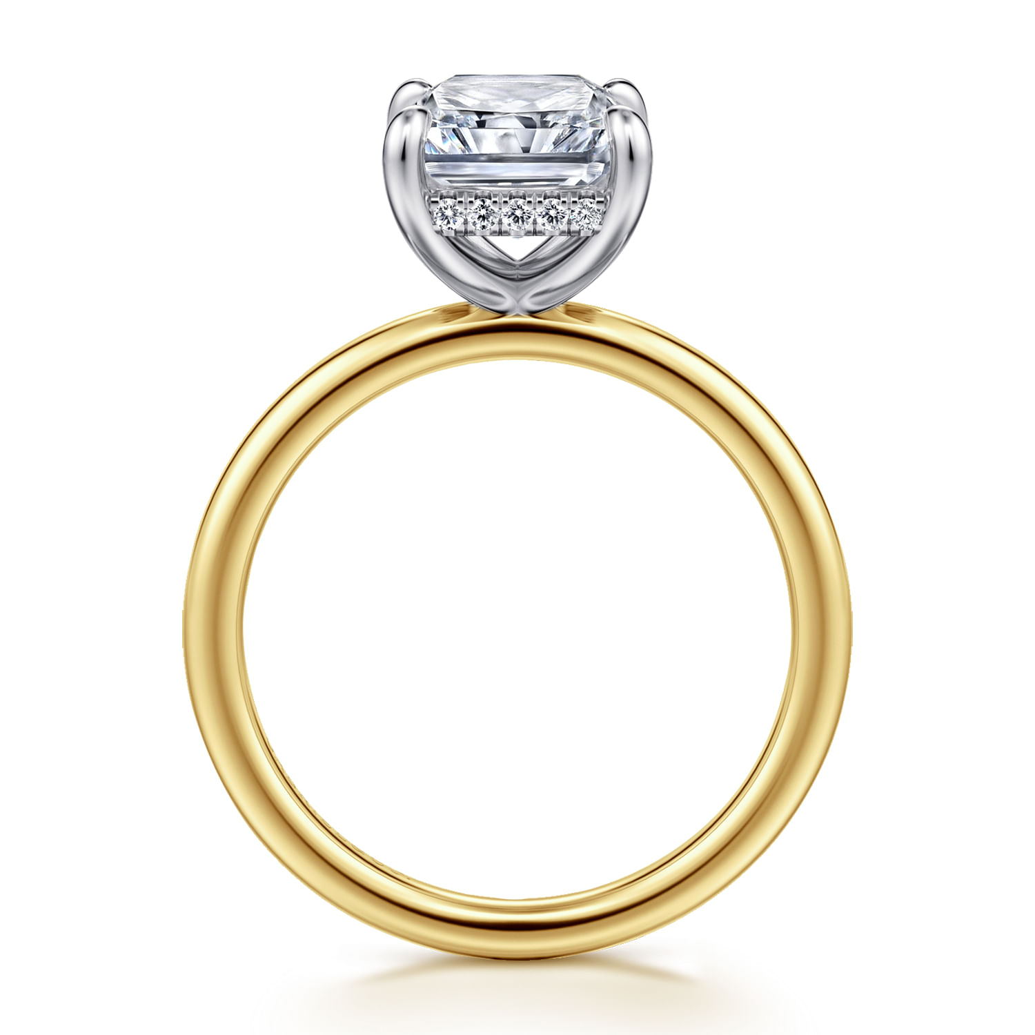 Cari - 14K White-Yellow Gold Hidden Halo Radiant Cut Diamond Engagement Ring