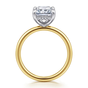 Cari - 14K White-Yellow Gold Hidden Halo Radiant Cut Diamond Engagement Ring